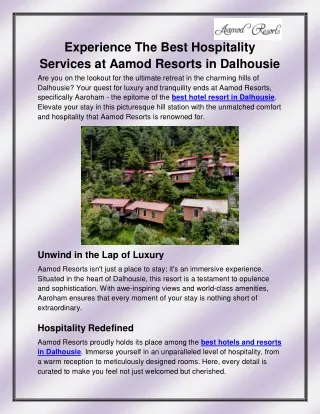 Best hotel resort in Dalhousie