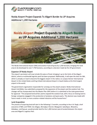 14 Noida Airport Project Expands To Aligarh Border As UP Acquires Additional 1,200 Hectares