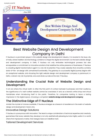 Best Website Design and Development Company In Delhi