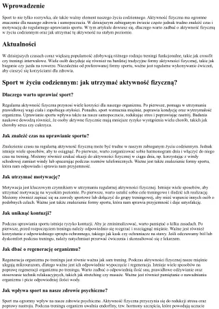 Sport w życiu codziennym: jak utrzymać aktywność fizyczną?