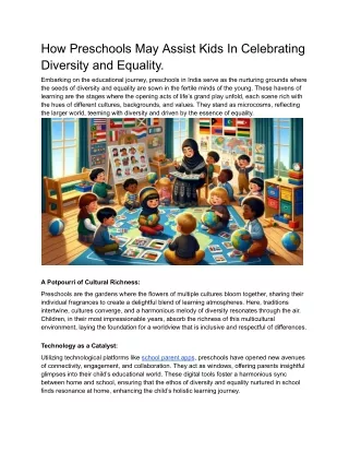 How preschools may assist kids in celebrating diversity and equality -  On page