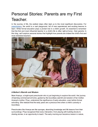 Personal Stories_ Parents are my First Teacher