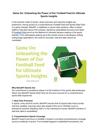 Game On_ Unleashing the Power of Our Football Feed for Ultimate Sports Insights