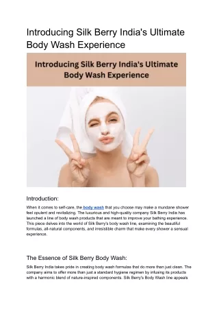 Introducing Silk Berry India's Ultimate Body Wash Experience