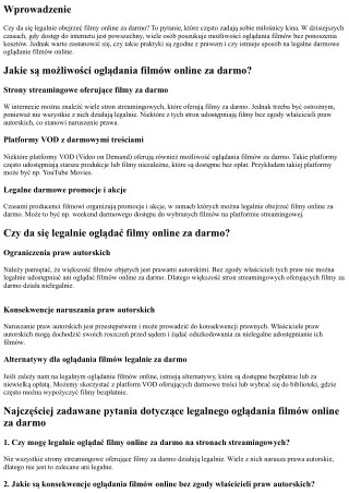 Czy da się legalnie obejrzeć filmy online za darmo?