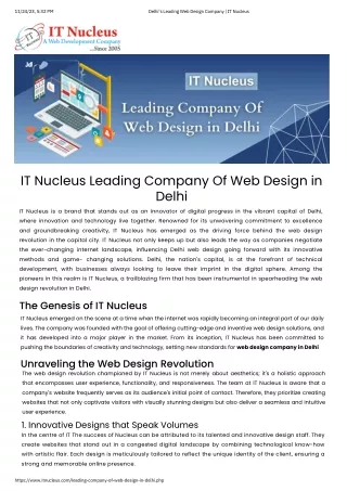 ITNucleus Leading Company of Web Design in Delhi