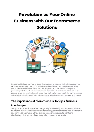 Revolutionize Your Online Business with Our Ecommerce Solutions