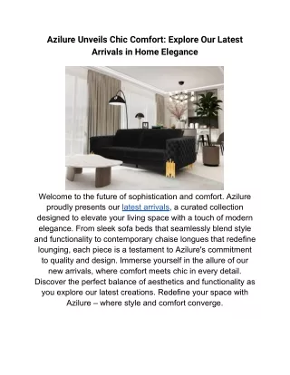 Azilure Unveils Chic Comfort_ Explore Our Latest Arrivals in Home Elegance