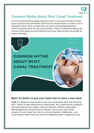 Debunking Common Myths About Root Canal Treatment