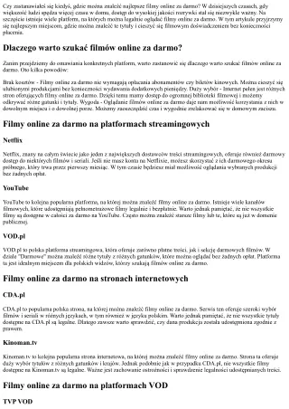 Filmy online za darmo: gdzie szukać najlepszych tytułów?