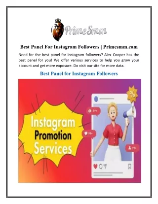 Best Panel For Instagram Followers | Primesmm.com