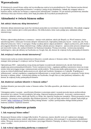 Biznes online: aktualne informacje dla przedsiębiorców