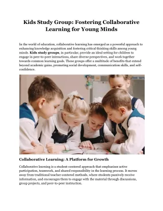 Kids Study Group Fostering Collaborative Learning for Young Minds