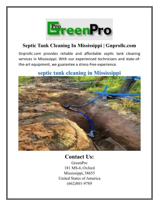 Septic Tank Cleaning In Mississippi | Gnprollc.com