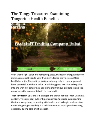 The Tangy Treasure: Examining Tangerine Health Benefits