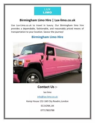 Birmingham Limo Hire