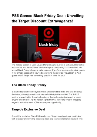 PS5 Games Black Friday Deal Unveiling the Target Discount Extravaganza!