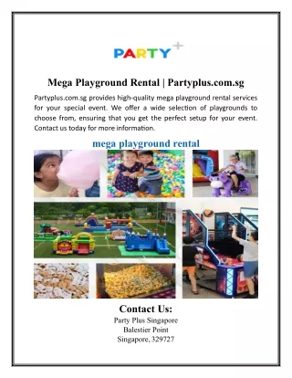 Mega Playground Rental | Partyplus.com.sg