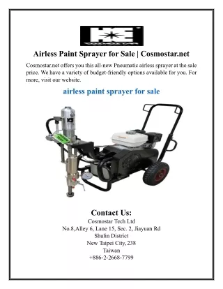 Airless Paint Sprayer for Sale | Cosmostar.net
