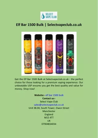 Elf Bar 1500 Bulk  Selectvapeclub.co.uk