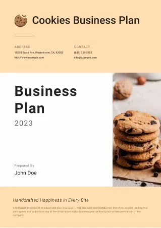 Cookie Business Plan Example Template