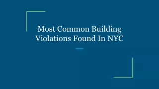 Most Common Building Violations Found In NYC