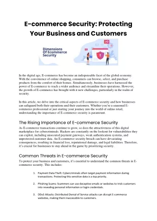 E-commerce Security  Protecting Your Business and Customers