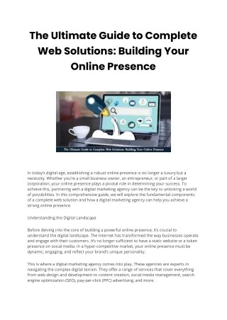 The Ultimate Guide to Complete Web Solutions Building Your Online Presence