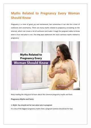 Myths Related to Pregnancy Every Woman Should Know