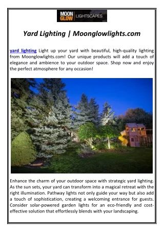 Yard Lighting | Moonglowlights.com