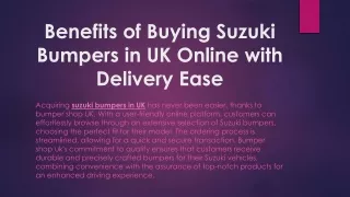 Benefits of Buying Suzuki Bumpers in UK Online with Delivery Ease