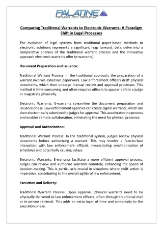 Comparing Traditional Warrants to Electronic Warrants A Paradigm Shift in Legal Processes