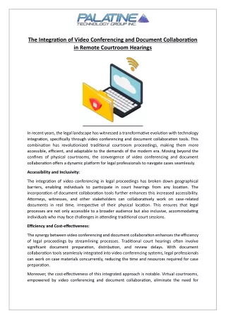 The Integration of Video Conferencing and Document Collaboration in Remote Courtroom Hearings