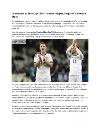 25WTC-Countdown to Euro Cup 2024 - Dundee's Hopes^J Ferguson's Potential Move