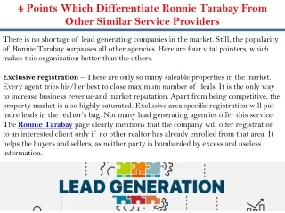 4 Points Which Differentiate Ronnie Tarabay From Other Similar Service Providers