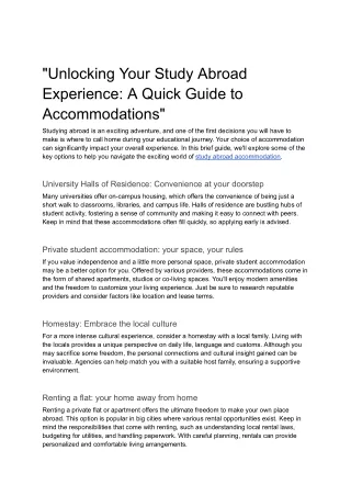 _Unlocking Your Study Abroad Experience_ A Quick Guide to Accommodations_