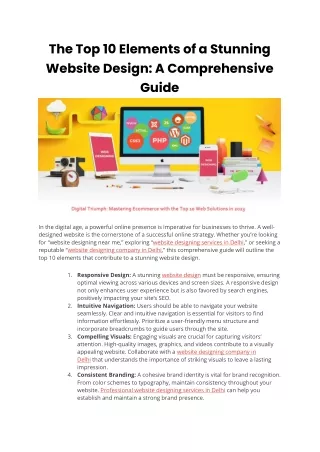 The Top 10 Elements of a Stunning Website Design A Comprehensive Guide