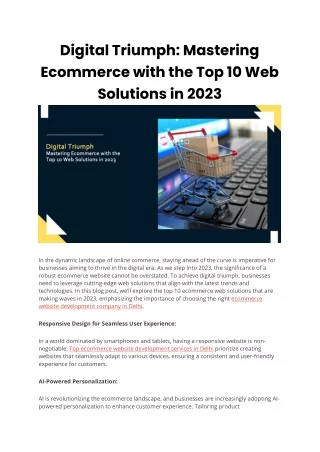 Digital Triumph Mastering Ecommerce with the Top 10 Web Solutions in 2023