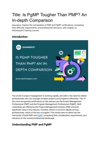 Is PgMP Tougher Than PMP? An In-depth Comparison