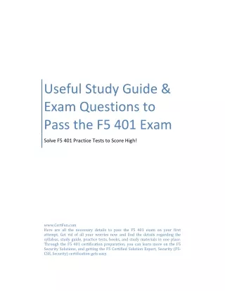 Useful Study Guide & Exam Questions to Pass the F5 401 Exam