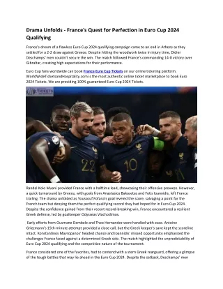 25WTH-Drama Unfolds - France's Quest for Perfection in Euro Cup 2024 Qualifying
