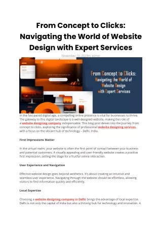 From Concept to Clicks Navigating the World of Website Design with Expert Services