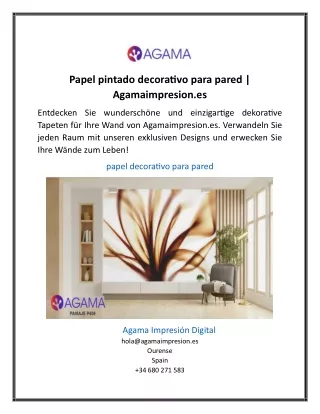 Papel pintado decorativo para pared  Agamaimpresion.es