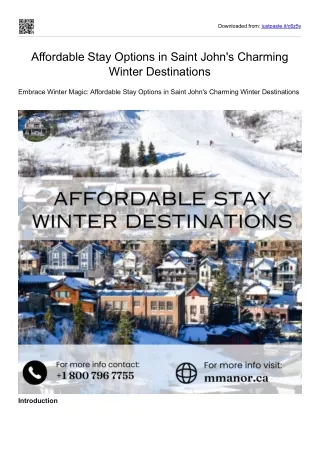 Affordable Stay Options in Saint John's Charming Winter Destinations