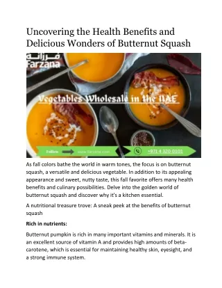 Uncovering the Health Benefits and Delicious Wonders of Butternut Squash