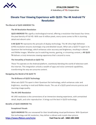 Elevate Your Viewing Experience with QLED: The 4K Android TV Revolution