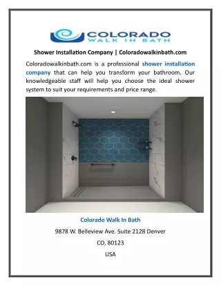 Shower Installation Company