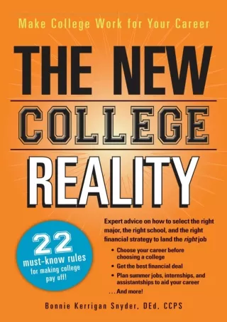 ⭐DOWNLOAD⭐ Book [PDF]  The New College Reality: Make College Work For Your Caree