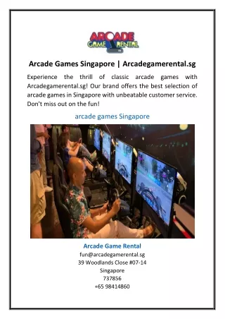 Arcade Games Singapore  Arcadegamerental.sg