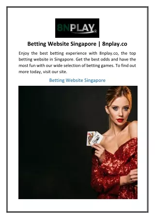 Betting Website Singapore  8nplay.co